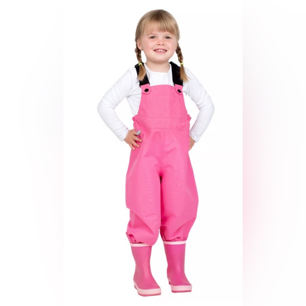 BNWT Jan and Jul Single Layer Rain Overalls in Watermelon Pink